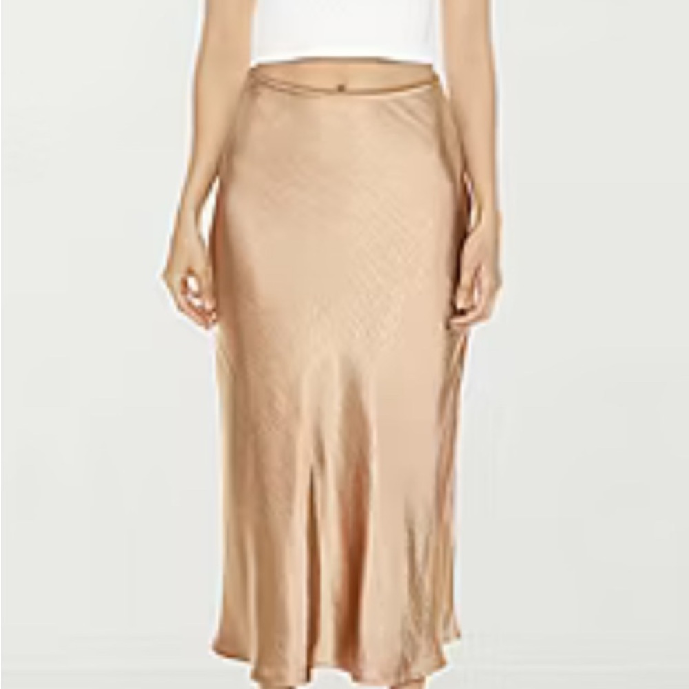 Silky Beige Midi Skirt